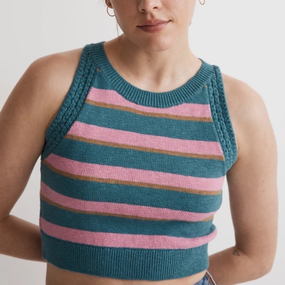 Madewell Crochet-Trim Crop Sweater Tank